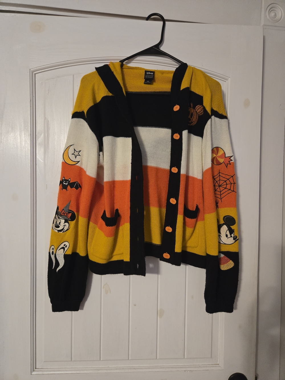 Disney Her Universe Halloween Striped Hooded Cardigan Sweater With Ears